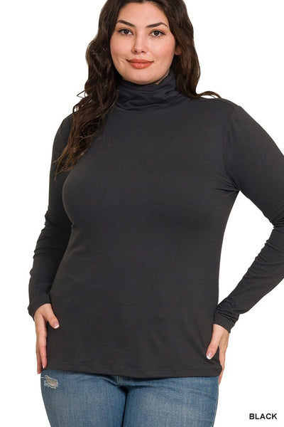 PLUS PREMIUM MICROFIBER MOCK NECK TOP