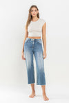 VERVET by Flying Monkey SUPER HIGH RISE RAW HEM WIDE LEG JEAN