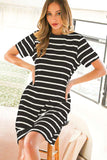 STRIPE KNIT MIDI DRESS