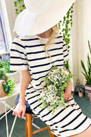 STRIPE KNIT MIDI DRESS