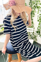 STRIPE KNIT MIDI DRESS