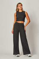 Crinkle Textured Cropped Top 2pc Loungewear Set (Pieces Sold as Seperates)