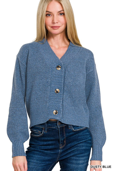 MELANGE BUTTON FRONT SWEATER CARDIGAN