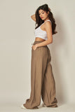 Tie Waist Linen Blend Wide Leg Pants