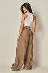 Tie Waist Linen Blend Wide Leg Pants