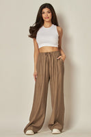 Tie Waist Linen Blend Wide Leg Pants