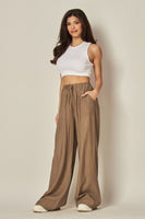 Tie Waist Linen Blend Wide Leg Pants