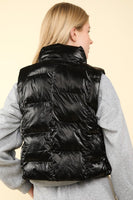 Shiny Metallic Zip Up Puffer Vest