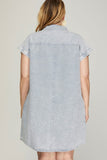 WASHED TWILL DENIM SHIRT DRESS (REGULAR AND PLUS SIZE)