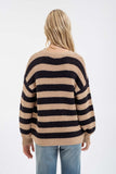 RELAXED STRIPE LONG SLEEVE PULLOVER KNIT SWEATER