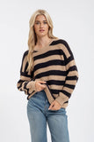 RELAXED STRIPE LONG SLEEVE PULLOVER KNIT SWEATER