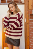 RELAXED STRIPE LONG SLEEVE PULLOVER KNIT SWEATER