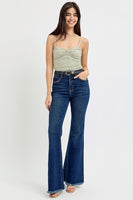 Risen TUMMY CONTROL HIGH RISE FLARE FRAYED HEM JEANS with Belt