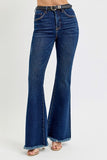 Risen TUMMY CONTROL HIGH RISE FLARE FRAYED HEM JEANS with Belt