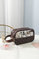 CHECKERED MONOGRAM CLEAR COSMETIC MAKEUP BAG