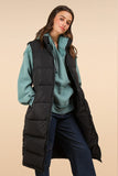 Front Zipper Long Puffer Vest with Pockets