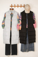 Front Zipper Long Puffer Vest with Pockets