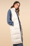 Front Zipper Long Puffer Vest with Pockets