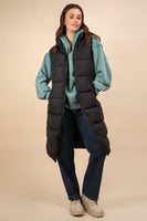 Front Zipper Long Puffer Vest with Pockets