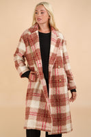 Oversized Plaid Soft Fuzzy Button Down Long Coat