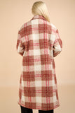 Oversized Plaid Soft Fuzzy Button Down Long Coat