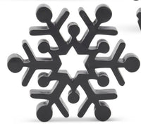 Assorted 6 Inch Matte Black Resin Snowflakes (3 Styles)