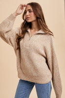 InLoom QUARTER ZIP KNITTED POLO SWEATER