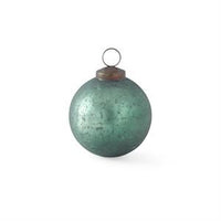 3 Inch Crackled Teal Green Mercury Glass Round Ornament