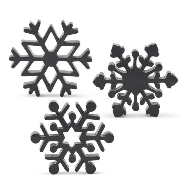 Assorted 6 Inch Matte Black Resin Snowflakes (3 Styles)