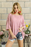 ROUND NECK LOOSE FIT TOP W/POCKET