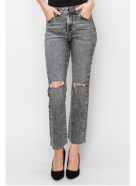 Risen High Rise Straight Ankle Jeans