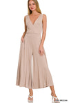 SURPLICE NECKLINE SLEEVELESS JUMPSUIT