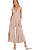 SURPLICE NECKLINE SLEEVELESS JUMPSUIT