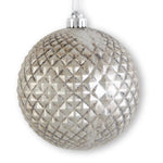 6 INCH GLITTERED METALLIC PEWTER DIAMOND EMBOSSED SHATTERPROOF ORN