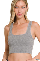 RIBBED SQUARE NECK CROPPED TANK TOP