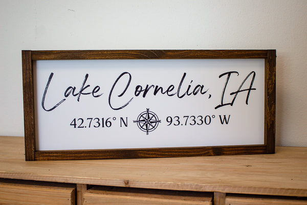 Lake Cornelia Coordinates Sign