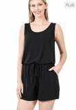 PLUS SLEEVELESS ROMPER WITH POCKETS
