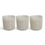 3.25 INCH FILLED SILVER TEXTURED GLASS VOTIVE CANDLES( 3 Scents Available)