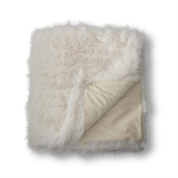 60 INCH WHITE FAUX FUR THROW BLANKET