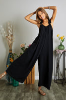 ELASTIC RUFFLE SHOULDER JUMPSUIT (Regular and Plus)