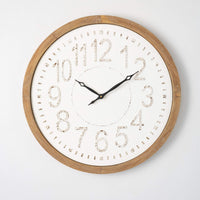 CREAMY METAL WOOD-FRAME CLOCK