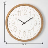 CREAMY METAL WOOD-FRAME CLOCK