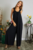 ELASTIC RUFFLE SHOULDER JUMPSUIT (Regular and Plus)