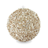 6 INCH OR 5 INCH CHAMPAGNE SEQUINS & BEAD EMBELLISHED SHATTERPROOF ORNAMENT