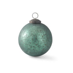 4 INCH CRACKLED TEAL GREEN MERCURY GLASS ROUND ORNAMENT