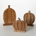 RUSTIC WOODEN PUMPKIN TRIO (each piece sold separate)