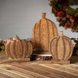 RUSTIC WOODEN PUMPKIN TRIO (each piece sold separate)