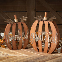 Wooden Text Pumpkin Set