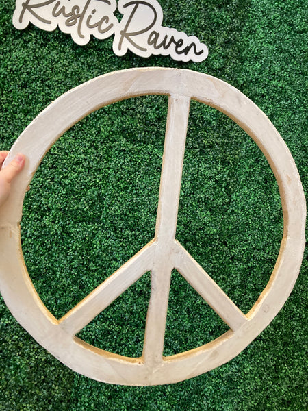 White Wooden Peace Sign