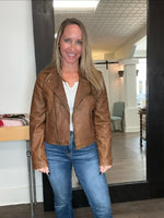 FAUX LEATHER MOTORCYCLE JACKET